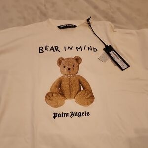 Palm Angels Cream t shirt  Detail with Black Label